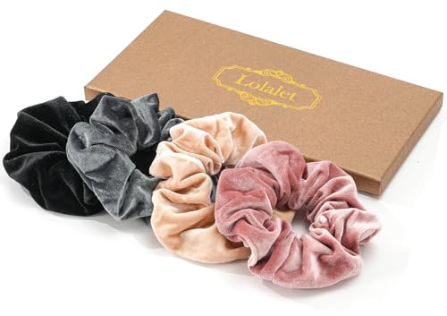 Lolalet sammet hårsnoddar scrunchies hårband, mjuka elastiska hästsvanshållare för kvinnor kvinnor flickor hårsmycke – stil A