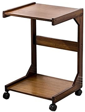 FLYIFE Desktop-Druckerständer, Druckerständer für Schreibtisch, Druckerhalterung, doppelschichtiges kleines Bücherregal aus Holz mit Riemenscheiben, abnehmbares Lagerregal, Dokumentenständer, Wagen
