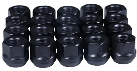 FAOSTEQ Höhe 21 mm Radmuttern mit offenem Ende, Schwarze Radmuttern 19 mm M14 x 1,5, M12 x 1,25, M12 x 1,5, 1/2–20 (Color : 20 pcs, Size : M12x1.5)