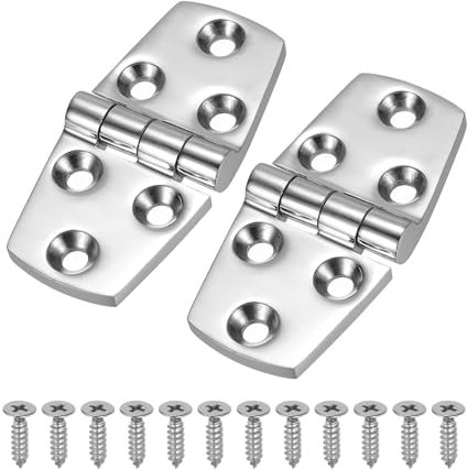 QUARKZMAN Porte Charnières, 2pcs 3 x 1.5 - 316 Inox Acier Marin Charnière, Poli Roulement Bateau Charnière pour Yacht Pont Placard Piano Meubles Matériel (Argent)