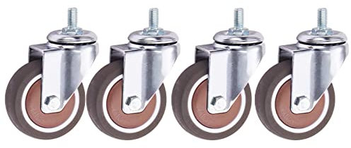 2,5-Zoll-Lenkrollen für Möbel, Hochleistungs-Lenkrollen, gummierte Trolley-Räder, Kugellager bewegt sich reibungslos, Gewindeschaft M8 x 15 mm, 4er-Pack, Tragfähigkeit 150 kg (Farbe: Br (Universal)