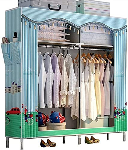 LAMEDOAT Tragbarer Kleiderschrank, Stoffgarderobe, Kleiderschrank, Schlafzimmer, Erwachsene, einfacher Stoff, Stahlrohr, fettgedruckt, einfache Montage, Lagerschrank, 122 x 46 x 172 cm, tragbarer Kle