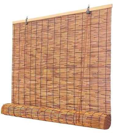 Tapparelle Avvolgibili Bamboo 50 90 100 120 140 150cm, Tenda A Rullo In Bambù Da Esterno, Ombreggiatura 70%, Cortina Di Bambù Tenda Da Sole Protezione Dal Sole E Privacy, Personalizzabile(140 x 155 cm