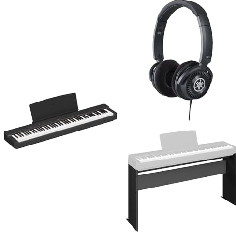 Yamaha P-225 Digital Piano with 88 Graded Hammer Compact Keys bundled with HPH-150 Headphones, L-100 Wooden Digital Piano Stand