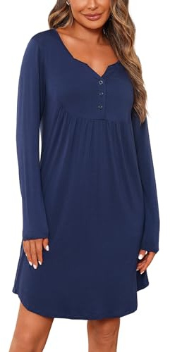 Jahetuul Chemise de Nuit Maternité Coton Robe Allaitement Maternité avec Bouton Vetement Grossesse Femme Vêtements de Nuit Allaitement