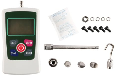 VOANZO Tragbares elektronisches Druck- und Zugkraftmessgerät mit Digitalanzeige, Mini-Handdruckkraftmessgerät mit Digitalanzeige, mit Vorrichtungsköpfen und Aufbewahrungskoffer (500 N)