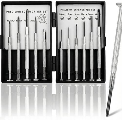 11-teiliges Mini-Schraubendreher-Set, kleines Schraubendreher-Set mit 11 unterschiedlich großen Schlitz- und Kreuzschlitzschraubendrehern, Präzisions-Schraubendreher-Set für Schmuck, Uhren, Spielzeug,