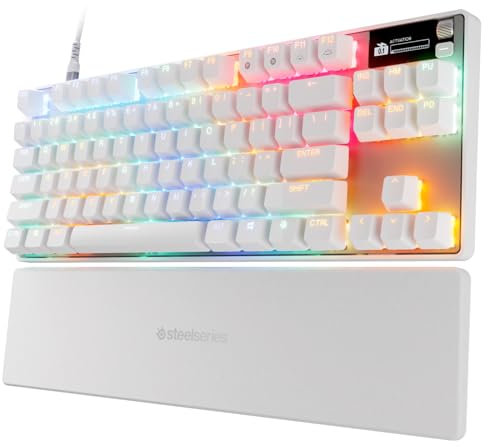SteelSeries Apex Pro TKL Gen 3 White - HyperMagnetic Gaming Keyboard - Adjustable Actuation - Rapid Trigger - Game-Ready Presets - Protection Mode - Rapid Tap/SOCD - OLED - US Layout QWERTY