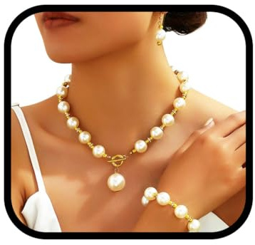 Evlry Boho Perlen Halskette und Ohrringe Sets Gold Choker Armband Schmuck Sets für Damen