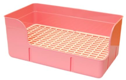Bac à Litière pour Lapins, Pet Lapin Litter Grid Litter Pee Pate Plateau, Facile à Nettoyer, pour Apprendre à Utiliser La Toilette, Lapin Boîte de Litière de Toilette pour Cochon d'Inde Hamster, Rose