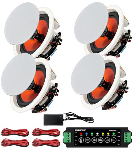 STUDIOFINIX Altavoz Bluetooth de 6,5 pulgadas y 600 W, sistema de altavoces adaptado al hogar, adecuado para interior, cocina, cine en casa, dormitorio, oficina, terraza cubierta (4 altavoces)