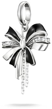 THOMAS SABO Charm-Anhänger Schleife schwarz Connect Silber Recyceltes 925 Silber, Geschw., Kaltemail