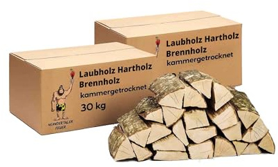 Neandertaler Feuer 60 kg Brennholz Feuerholz - Grillholz 25 cm Holz für Feuerschale Grill Pizzaofen Smoker Lagerfeuer | Räucherholz Hartholz Woodfire Dekoholz Kaminholz Laubholz