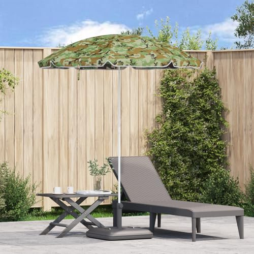 Parasol de Plage et Jardin, 193 cm avec Mât en Métal, Tissu Polyester Résistant UV, Parasol Balcon et Parasol Terrasse, Design Camouflage, Inclinaison Réglable, Pour Plage/Piscine/Jardin,161x161x193cm