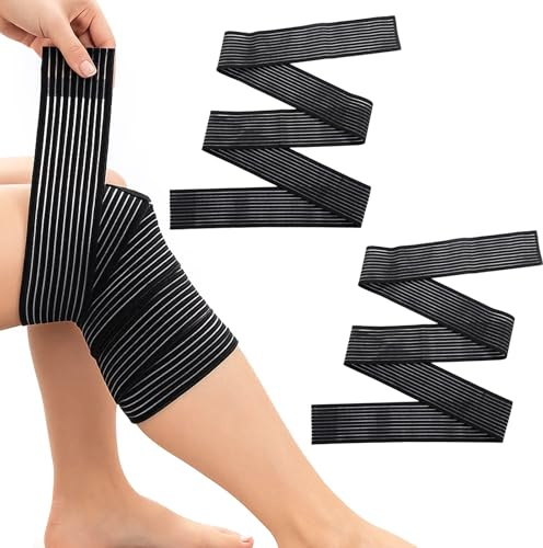JLFDLLYYZQ 2 Pièces 180cm Manchon De Compression Pour Cuisse, Bandage élastique Pour Sport, Manchon Compression Mollet, Attelle Genou, Adaptés à Une Utilisation Sur La Cuisse, Le Mollet Et Le Genou