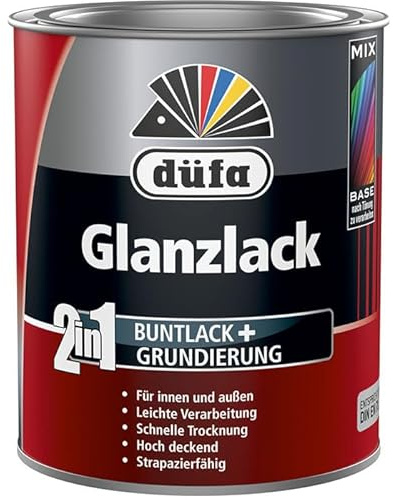 düfa 2in1 Glanzlack RAL 7001 Silbergrau 750ml grau glänzend Lack + Grundierung │ für Innen- und Außenbereich