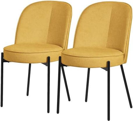 ML-Design 2-pack matsalsstolar runda senap eleganta köksstolar i exklusiv sammet med stabila metallben ergonomiskt formade stoppade stolar med ryggstöd för kök matsal och vardagsrum i modern design