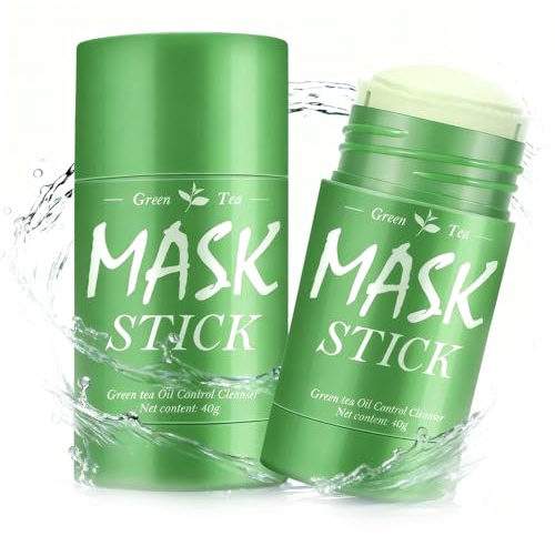 2 Stück Mask Clay Stick, Green Tea Cleanse Mask,Grüner Tee Purifying Clay Stick,Grüner Tee Tiefenreinigungsmaske für Gesich,Feuchtigkeitsspendende Pflegende Haut,Für die Meisten Hauttypen Geeignet