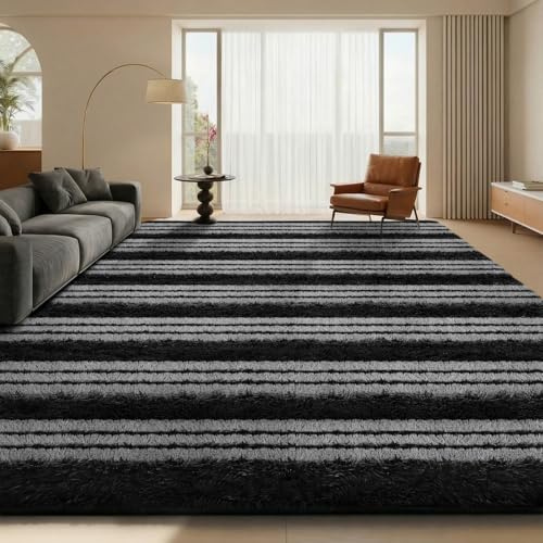 Treeboy Teppich Wohnzimmer Kinderzimmer Waschbarer Teppich 140x200 Grau | Anti-Rutsch Carpet Living Room,Waschbarer Teppich Weich ,Hochflor Flauschiger Moderne Teppich Klein für Kinderzimmer mädchen