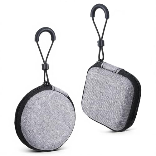 ElevateTech Étui de rangement pour étiqueteuse Qutie, 2 mini étuis ronds portables carrés pour écouteurs avec mousquetons, sac de rangement rigide en EVA pour écouteurs, gris