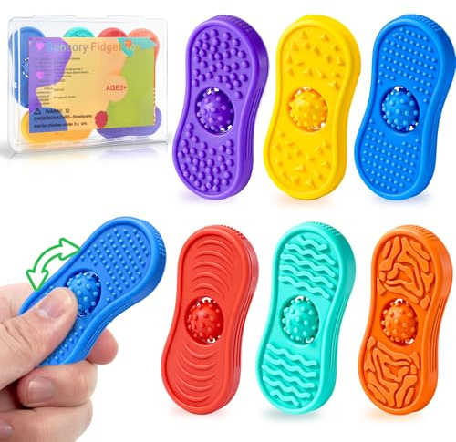 Sensory Fidget Toys for Kids 6 Pack Silicone Worry Stones for Autism ADHD Calming Down Quiet Figette Classroom Must Have Stress Toy for Anxiety Relief Office Desk Toy Set Easter Basket Stuffer Gift