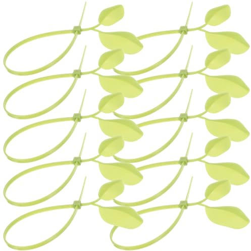 Levemolo 100 Stück Blattförmige Nylon Kabelbinder zum Fixieren von Pflanzen und Kabeln Grün nicht Verformbar Kreative und Dekorative Kabelbinder für Zuhause und Büro