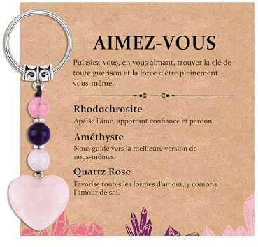 Seyaa Idee Cadeau Femme Porte Clef Coeur Pierre Naturelle Bijoux de Sac | Cadeau pour Femme Meilleure Amie Sœur Fille Collègue, Cadeau Femme Original Utile Anniversaire Noël