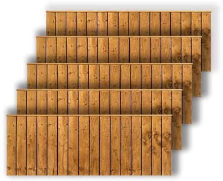 Snowdon Timber, Treated Brown Feather Edge Fence Panel, Pack of 5, (W) 1828mm x (H) 600mm, Garden Fencing
