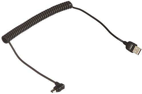 System-S Mini USB Kabel Spiralkabel 90° Winkelstecker 50-135 cm | Dehnbares Spiralkabel, 90 Grad gewinkelt, Datenkabel, Ladekabel
