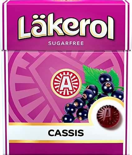 Läkerol (Lakerol) Cassis – grosella negra – Pastillas de estevia sin azúcar sueco, pastillas, pastillas, gotitas, caramelos, paquete de 24