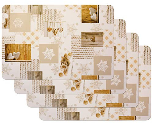 Venilia Snow Salvamanteles, Mantelería, Mantel Individual para el Comedor, Apto para Alimentos, 4 tajada, Blanco, 45 x 30 cm, 59067, 30 x 45 cm, 4