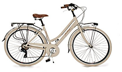 Via Veneto VV605AL Damenfahrrad Citybike 28 Zoll Beige | Fahrrad Damen Retro Cityräder City Bike | 6 Gänge, Aluminiumrahmen, Schutzblech, LED-Licht und Gepäckträger City-Bike Damen