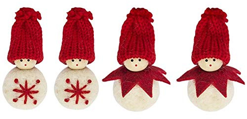 Ideen mit Herz Niedliche Winter-Püppchen | Weihnachtswichtel | Weihnachts-Deko | aus Holz, Filz und Strick | Winter-Kinder (Finchen | 6,5cm hoch | 4 Stück)