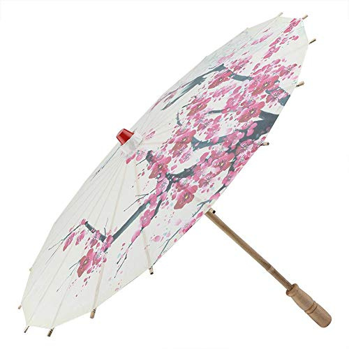 Haofy Parapluie en Papier Huilé Fait à la Main Art Chinois Parasol de Danse Classique Fleur de Prunier pour la Photographie, Fêtes de Mariage