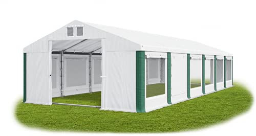 Das Company Tenda per Feste 6x12m con persiane e zanzariere Impermeabile bianco-verde 560g/m² PVC Telone Costruzione Summer Floor sul Fondo ISDM