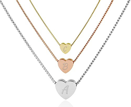 Personalisierte Buchstaben Gravur Damen Halskette Choker/aus 316L Edelstahl Namenskette | Buchstaben Alphabet A-Z | Klassischer schmuck Herz Kette als Geschenk Freundin Mama Frau Gold