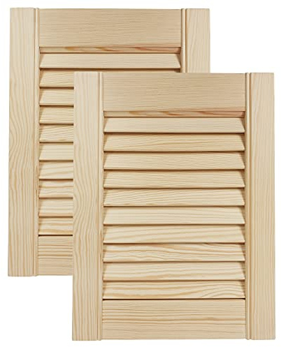 Lamellentüren Holz 2er Pack 294x395 mm | Holztür aus massiver Kiefer mit fühlbarer Struktur | Möbelfronten für kreative Renovierung | Lamellentür für Schrank oder Garderobe | Natur