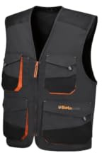 BETA 7907G Gilet da Lavoro Uomo Multitasche con Chiusura Frontale con Zip, Nero, 100% Nylon 300D, Fodera 100% Poliestere con Imbottitura, Tasconi con Chiusura a Strappo