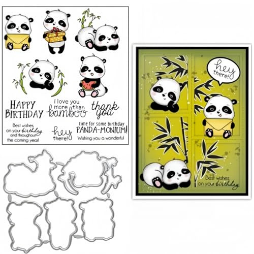 Sredwtk Panda Stanzschablonen mit Stempel Scrapbooking Stanzmaschine Schablonen Stanzformen, Stanzmaschine Stanzschablone für DIY Scrapbooking Fotoalbum Dekor Karten