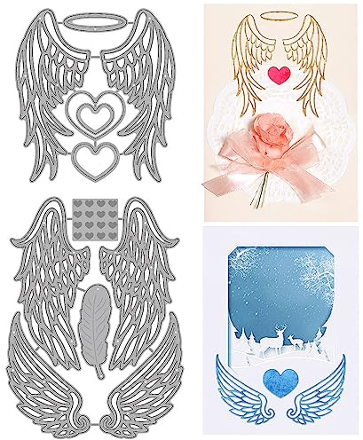 GLOBLELAND Engelsflügel Stanzformen für die Herstellung von Kartendekoration Liebesfedern Stanzformen Schablonen für Scrapbooking Fotoalbum dekorativ