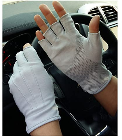 Kurz Halbe Fingerhandschuhe Dünn Baumwolle Halbfinger Handschuhe UV Schutz Handgelenk Fahrradhandschuhe Kühlung Atmungsaktiv Elastisch Handschuhe Sommerhandschuhe für Outdoor Autofahren Radfahren