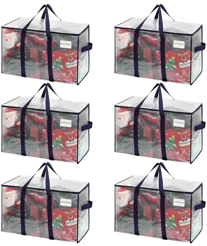 VENO 6 Pack Heavy Duty Moving Bags, Extra Large Storage Bags with Reinforced Handles & Strong Zippers, Foldable & Reusable Moving Box Alternative for Clothes & Dorm Storage