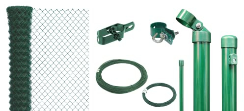 Alberts 634674 Maschendrahtzaun als Zaun-Komplettset, zum Einbetonieren | verschiedene Längen und Höhen | grün | Höhe 125 cm | Länge 100 m