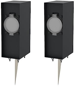 Novatool 2X Steckdosensäule 2-Fach Anthrazit Edelstahl eckig IP44 mit Erdspieß Aussensteckdose mit Zeitschaltuhr Steckdose Garten Steckdosensäule