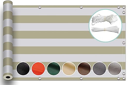 ZQXFZ Balkonverkleidung 50x300cm Balkon deko Oxford-Stoff SchattenküHlung, Staubdicht Balkonverkleidung Windschutz Sichtschutz/Balkon -Beige Streifen.