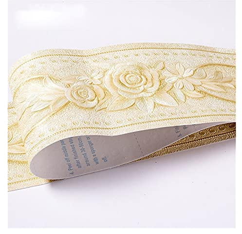Papel de pared de pegatinas, papel de pared, barra Zócalo a prueba de agua Autoadhesivo 5M Longitud Cintura Borde Pegatinas de pared Relieve 3D Baldosa rústica Bordes de papel tapiz vintage (Color : A