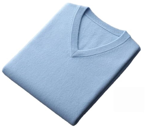 Dninmim - Chaleco de punto sin mangas para hombre, con cuello en V, de cachemira, cálido, suelto, para exterior, azul claro, XL