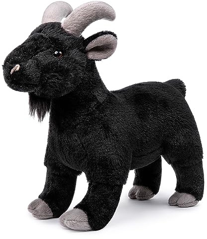 lilizzhoumax Schwarz Ziege Plüschtier Kuscheltier 29cm Stand Zicklein Kawaii Schaf Kuscheltier Realistische Antilope Spielzeug Wilde Tiere Ostern Geschenk für Kinder Heimdekoration Ostern