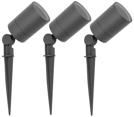 Ledvion 3er Set Gartenstrahler mit Erdspieß IP65 GU10 3W ohne Leuchtmittel | Fuer Garten Terrasse Einfahrt Wege Beete und dekorative Aussenbeleuchtung