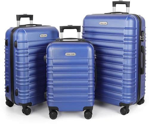 MoFut Kofferset 3 Teilig Hartschale aus ABS– Kofferset 20/24/28 Zoll, Reisekoffer mit 4 Drehbaren Rollen und 3 Stelige-Zahlenschloss (Gepäck-Sets–M-L-XL, Himmelblau)